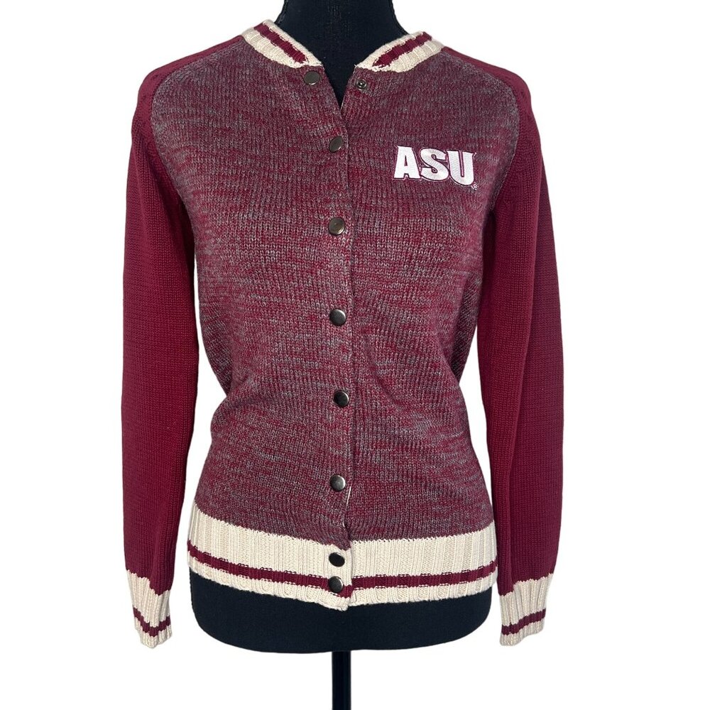 Renu‎ Woman's Red ASU Arizona State Letterman Style Cardigan Small